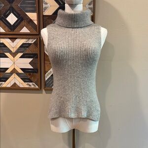 NakedCashmere Knit Cashmere Sleeveless Turtleneck Sweater Taupe Grey XS